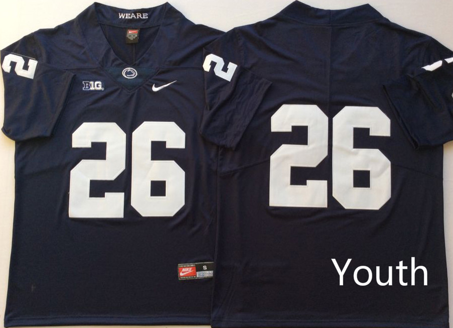NCAA Youth Penn State Nittany Lions Blue #26 BARKLEY jerseys->youth ncaa jersey->Youth Jersey